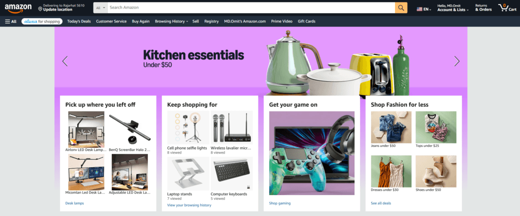 Amazon for Online Shopping