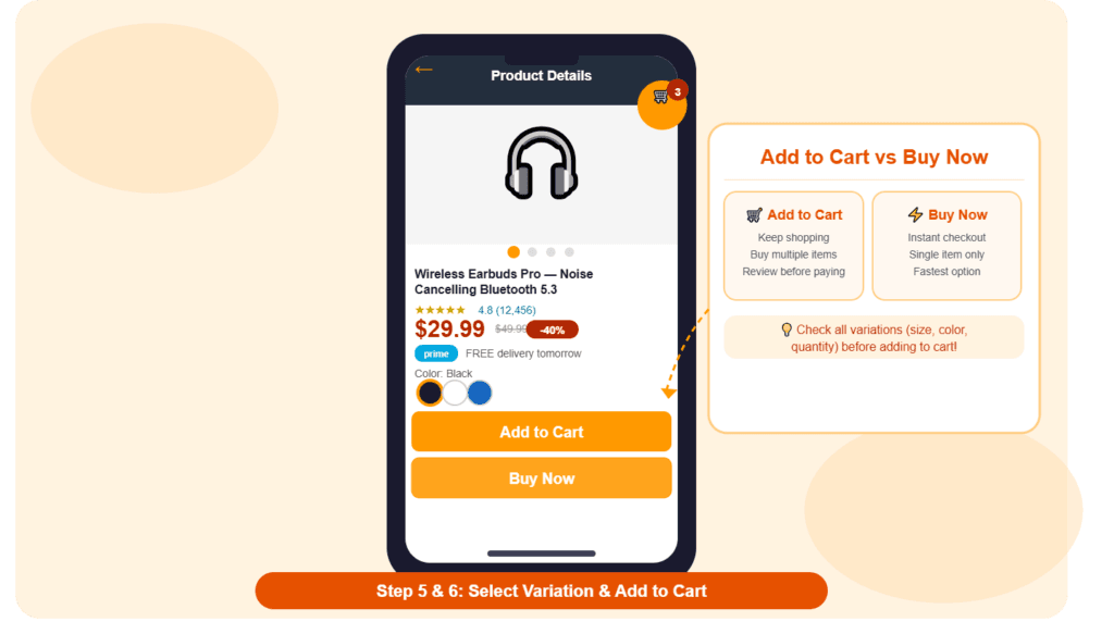 Step 6: Add the Item to Your Cart amazon