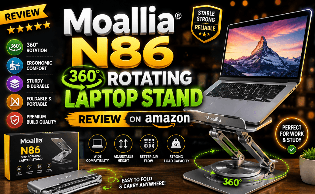 Moallia N86 360 Rotating Laptop Stand Review on Amazon