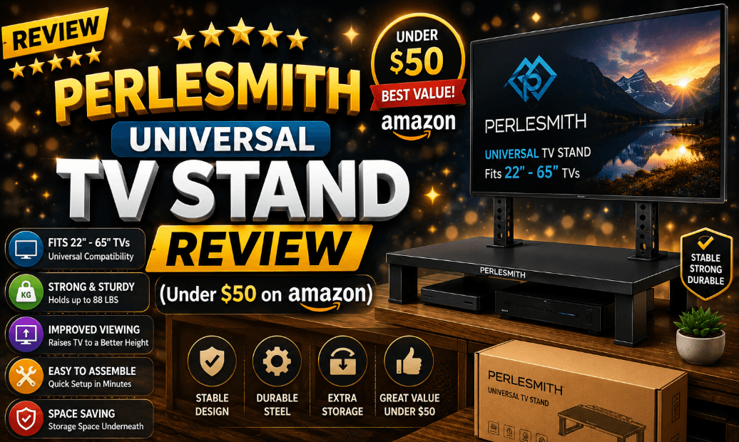 PERLESMITH Universal TV Stand Review (Under $50 on Amazon)