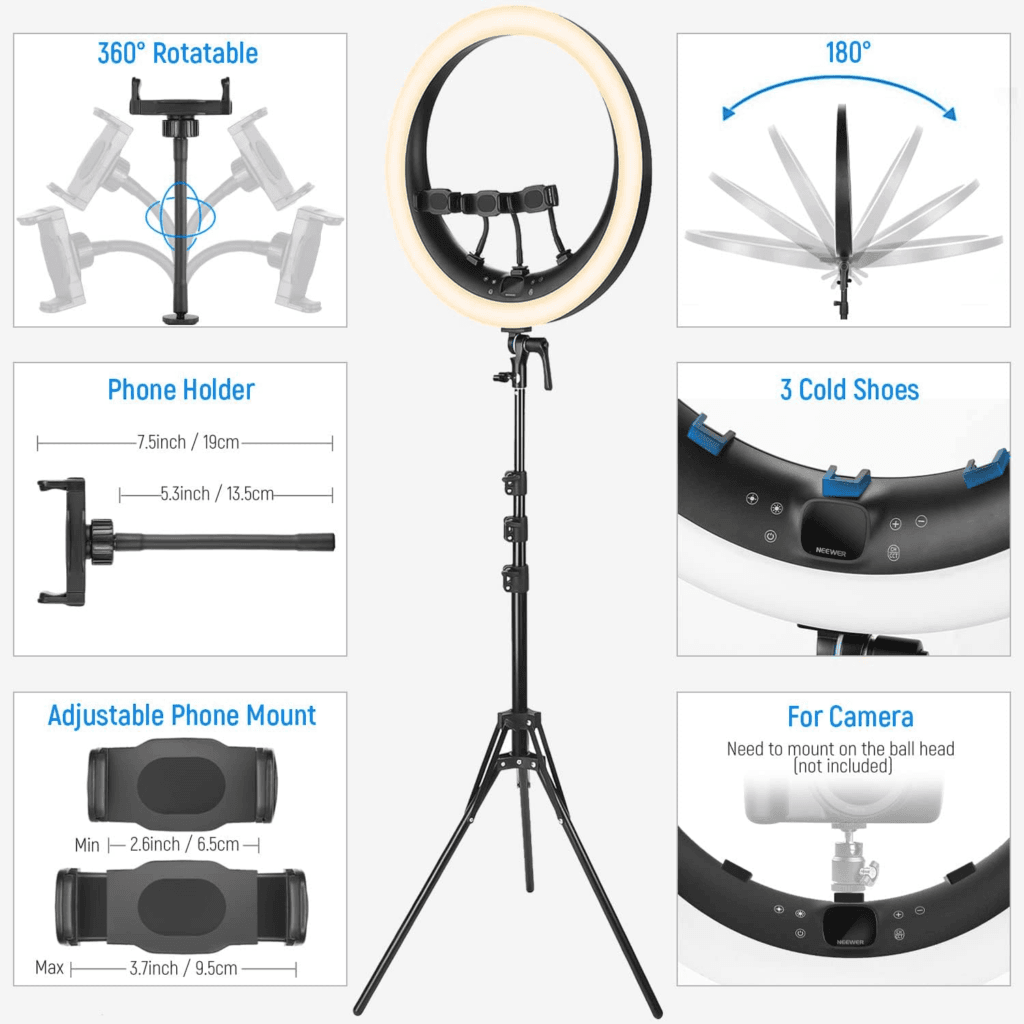 2. NEEWER RP19H Ring Light — Best for Streaming and Vlogging