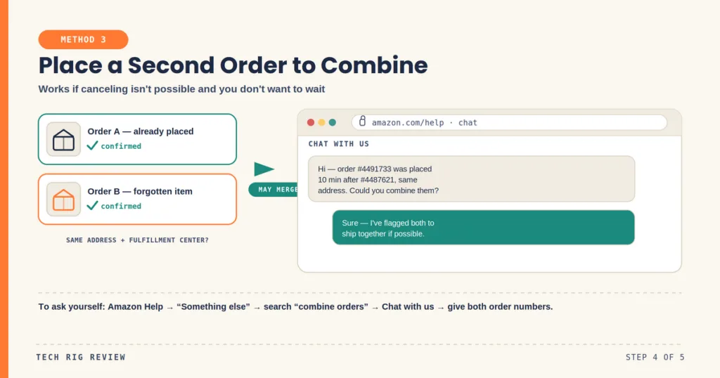 Method 3: Place a Second Order and Request Amazon Combine Shipments