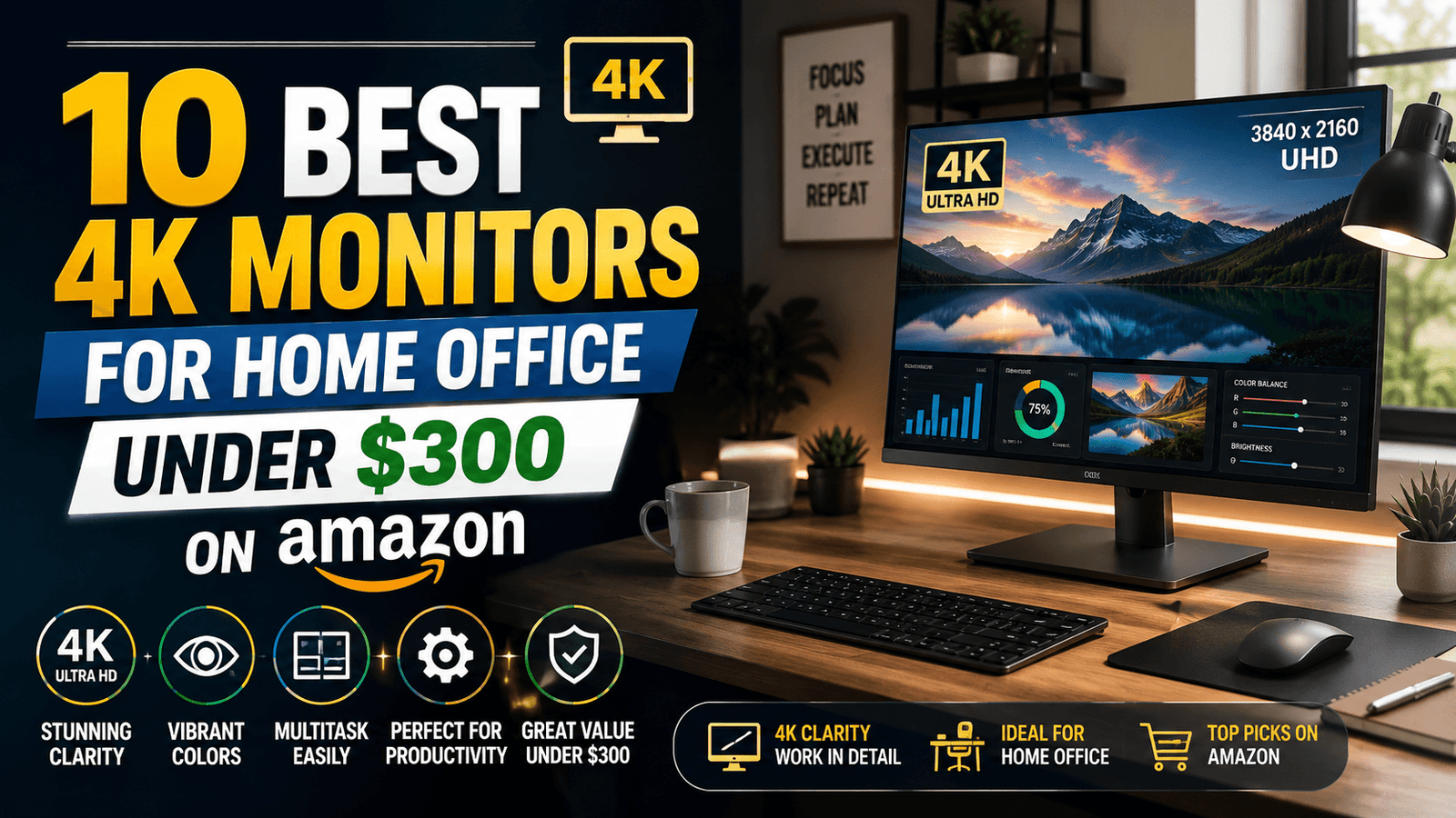 10 Best 4K Monitors for Home Office Under $300 on Amazon