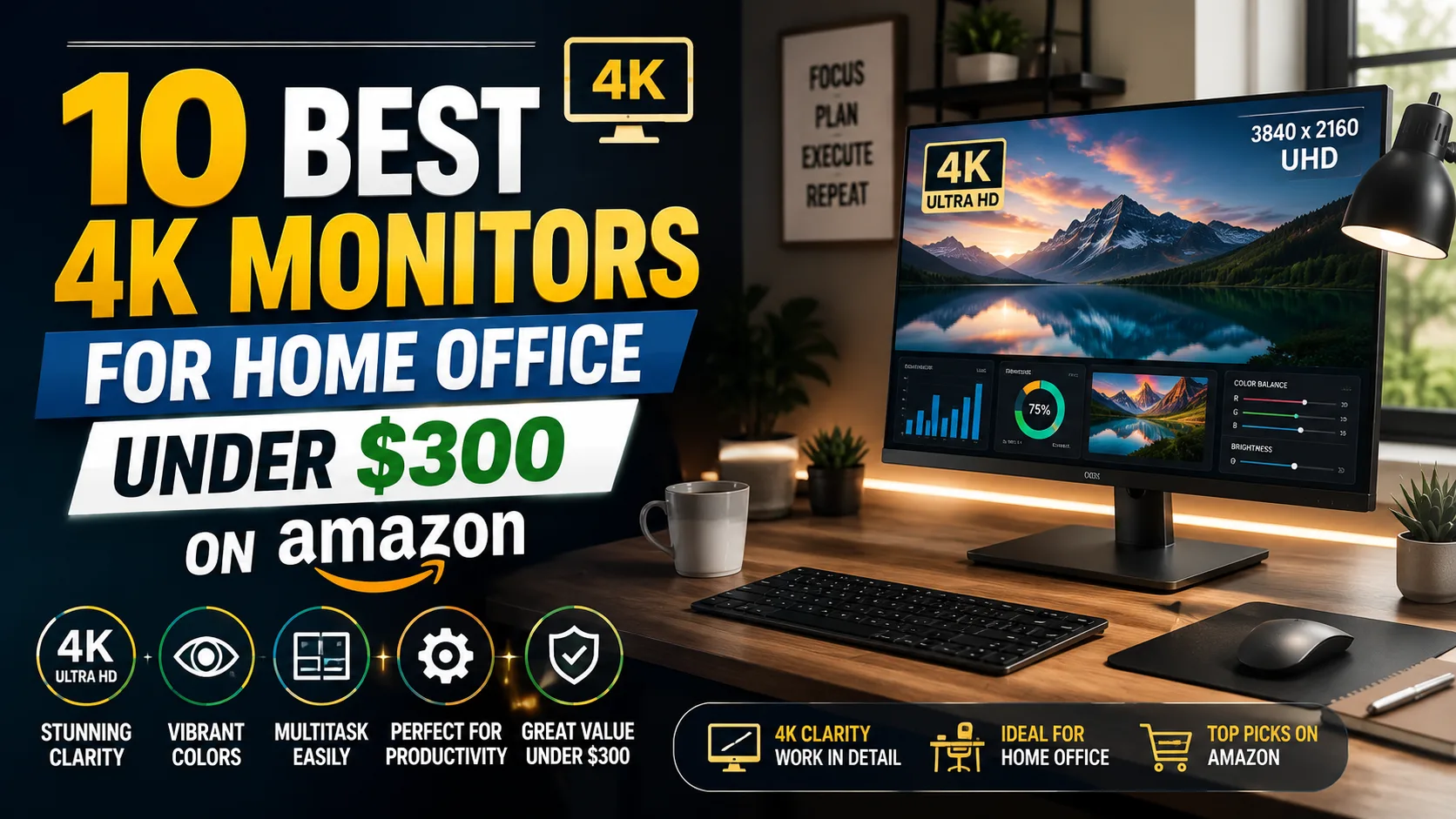 10 Best 4K Monitors for Home Office Under $300 on Amazon