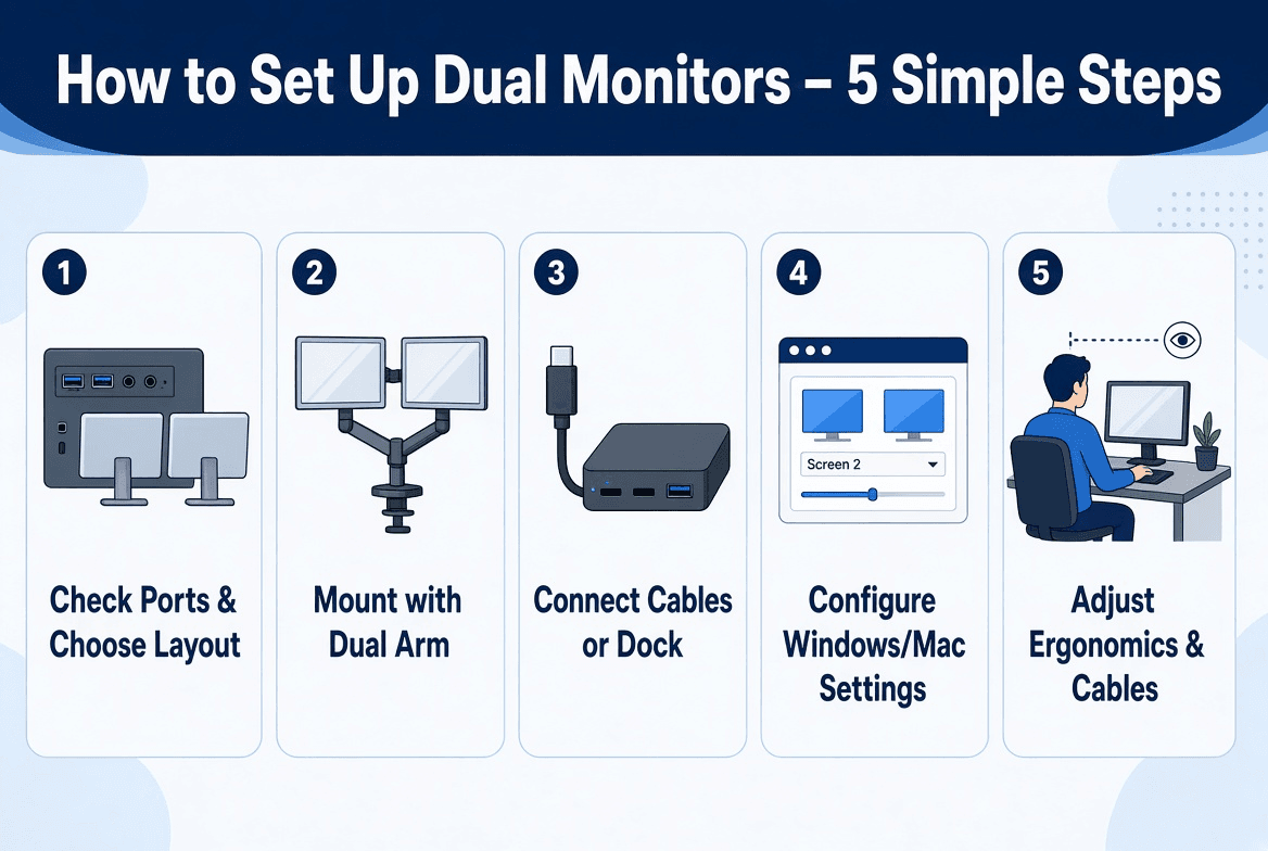 How to Set Up Dual Monitors for Home Office — Step-by-Step Guide