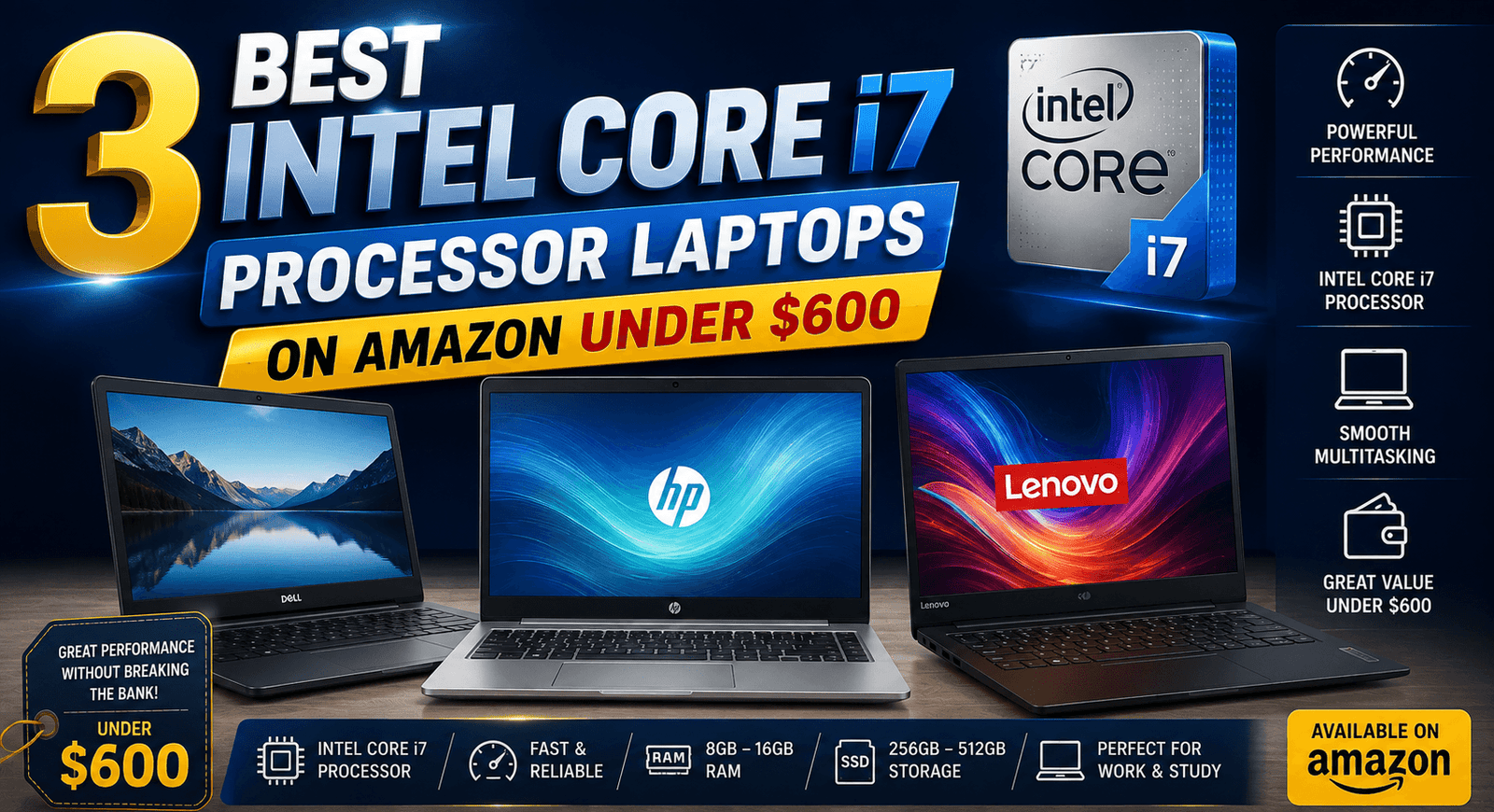 3 Best Intel Core i7 Processor Laptops on Amazon Under $600