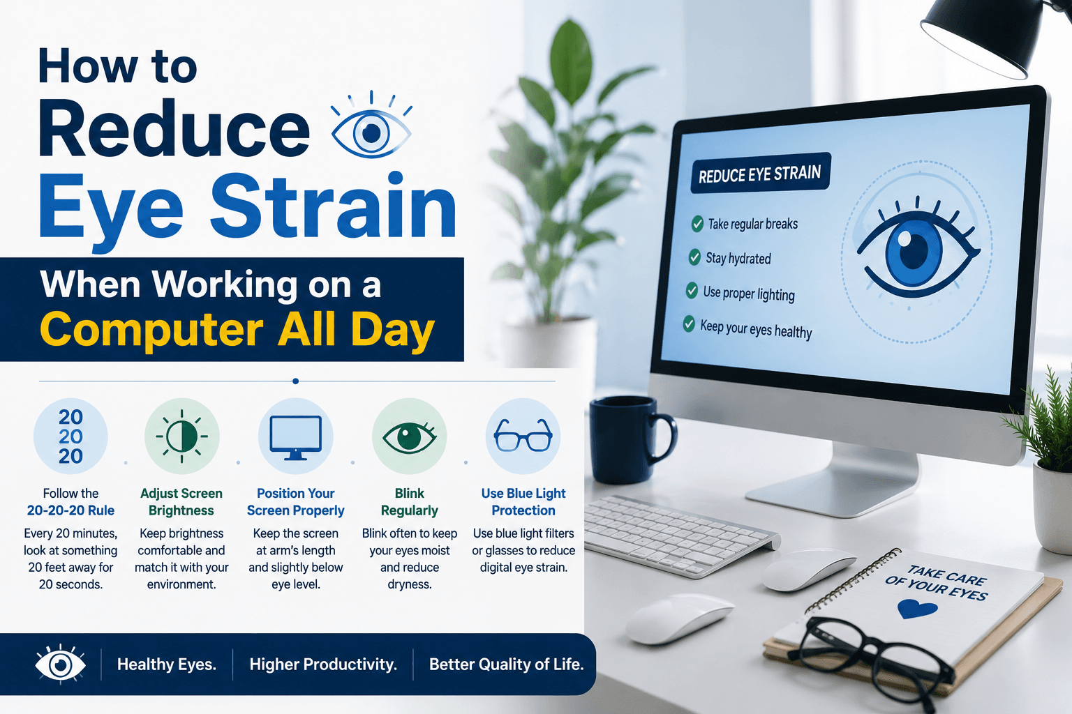 How to Reduce Eye Strain When Working on a Computer All Day